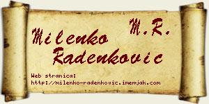Milenko Radenković vizit kartica